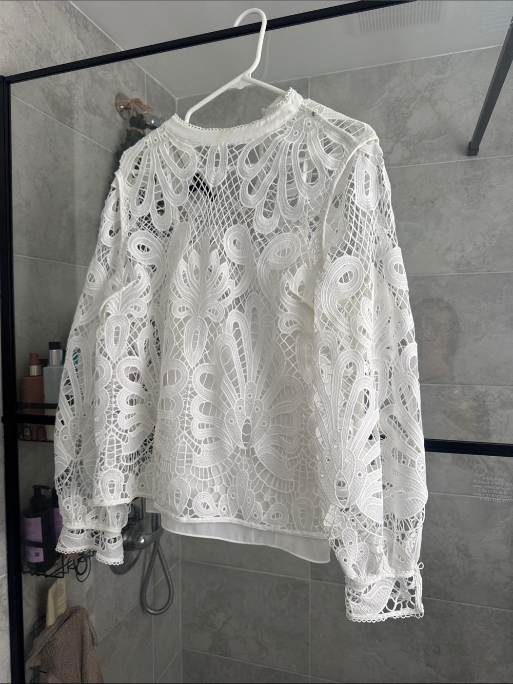 White House Black Market White Lace Crochet Peasant Blouse